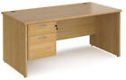 Maestro 25 straight desk 1600mm x 800mm with 2 drawer pedestal - oak top with pa