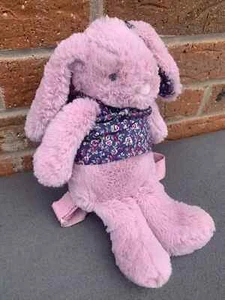 Backpack Soft Cuddly Bunny Rabbit Pink Lilac 12” Tall Patterned Dress Ears - Picture 1 of 9
