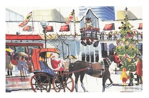 Postcard Christmas Sleighbell Ride Santa Claus Horse Tree Decorations Seattle - Picture 1 of 2