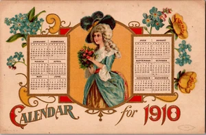 Postcard Calendar For 1910 Divided Back Embossed Postmarked 1909 - Bild 1 von 2