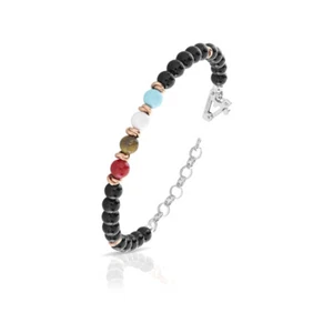 Pulsera Hombre de Plata 925% con Acabado Vino Rosado, Ónix Pulido, Multicolor Y - Imagen 1 de 1
