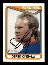DEREK KING SIGNED 1990-91 O-PEE-CHEE #128 NEW YORK ISLANDERS ON-CARD AUTO