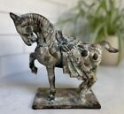 Cast Iron War Horse Statue Ancient Chinese Tang Dynasty Style Warrior  Vtg Toyo