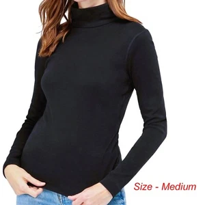 Three Dots Heritage Rib Long Sleeve Turtleneck Black 1 MD US 6-8 Black - Picture 1 of 4