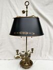 Vintage Brass Bouillotte Lamp Swan Neck Details Black Metal Shade Candle Holder