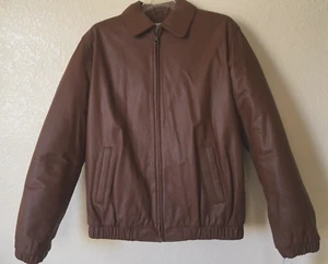 Preston & York Womens Size Small Leather Jacket Bomber Brown Zip Up $159.00 NWT - Picture 1 of 17
