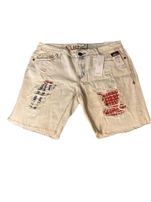 Pantalones Cortos Denim Rue 21 Mujer’s/Adolescente’s 7/8/Azul Muy Claro con Acentos Patrióticos/¡NUEVO CON ETIQUETAS! Foto 1 de 3
