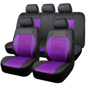 Lujoso juego de fundas de asiento universales de cuero sintético PU, apto para vehículos sedán S... - Imagen 1 de 6