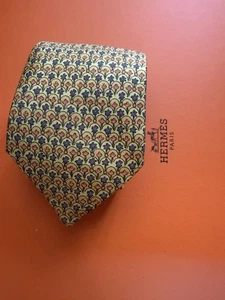 Hermes Tie Krawatte Gelb Blumen Top - Bild 1 von 4