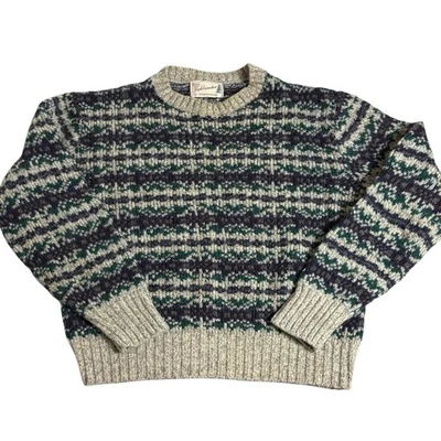 Vintage Fieldmaster Sweater Men's Large Green Fair Isle Knit Grandpa 90s USA - Image 1 of 4