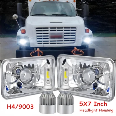 Par de faros LED 7x6 5x7 DOT Halo con H4 para GMC Safari C6500 C7500 Topkick A Foto 1 de 4