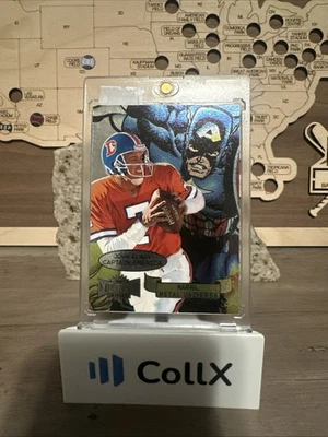 John Elway 1997 Skybox Metal Universe Marvel Captain America #8 Broncos HOF - Image 1 of 3