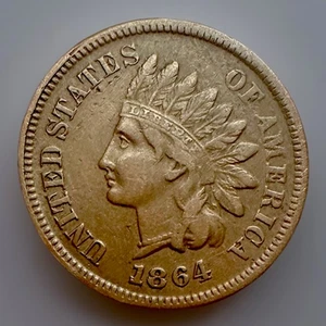 US, Indian Cent 1864 L, Grade EF - Picture 1 of 2