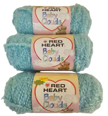 3 Skeins Red Heart 婴儿云纱海蓝宝石 #9364 蓝色绿色 6 盎司 140 码 ea — 第 1/4 张图片