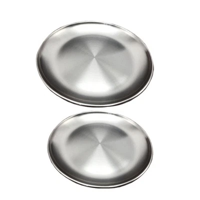  2pcs in acciaio inox piastra in acciaio inox addensata rotonda piatto torta - Immagine 1 di 4