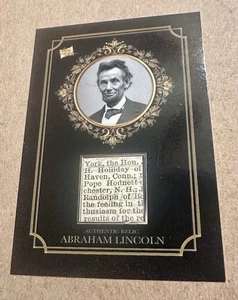 2024 SUPER PRODUCTS - PIECES OF THE PAST - ABRAHAM LINCOLN AUTHENTIC RELIC CARD - Picture 1 of 2