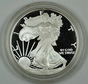 2005 Proof American Eagle Silver Dollar Coin, 1 Troy Oz .999 Fine - Picture 1 of 2