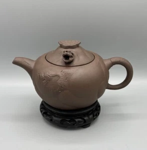 Vintage Chinese Yixing Zisha Pottery Teapot Tea Pot Moving Dragon Fish Zhu Kexin - Picture 1 of 15