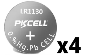 4 FOUR PKCELL LR1130 AG10 389 ALKALINE BATTERY 1.5V BUTTON CELL BRAND NEW - Picture 1 of 2
