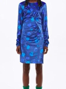 Bimba Y Lola Velvet Dress Floral Pattern Long Sleeve Size M NWT - Picture 1 of 11