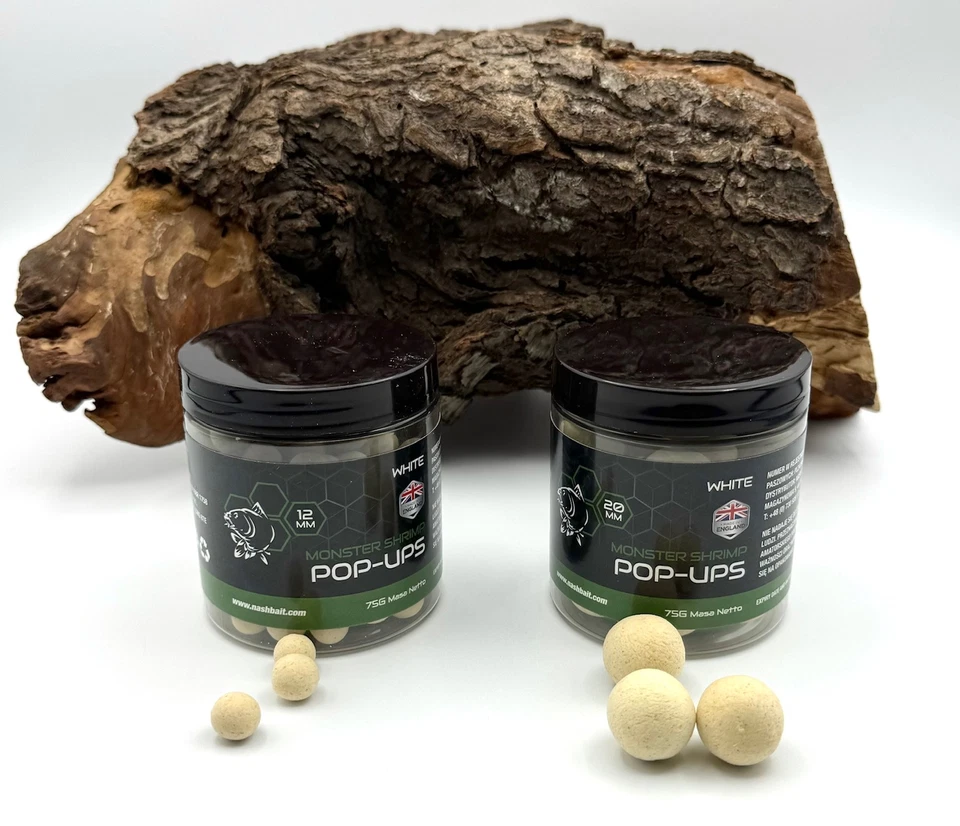 Nash Pop Ups Monster Shrimp White 12mm 15mm 20mm 75g Boilies Karpfenfutter DA - Bild 1 von 1