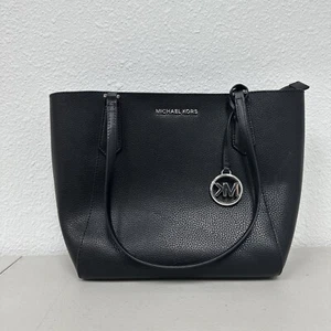 Michael Kors Kimberly Large Leather Top Zip Bonded Tote Solid Black - Picture 1 of 9