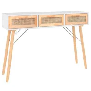 Konsolentisch Beistelltisch Flurtisch Tisch Weiß 105x30x75cm Kiefernholz Natur - Bild 1 von 7
