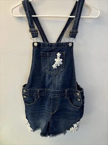 Vintage Blue Denim Jean Jordache Shortalls Overalls Bedazzled Girls Size  Xl  - Picture 1 of 13