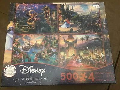 NEW Ceaco 4 500 Piece Thomas Kinkade - Disney 4 in 1 Multipack Jigsaw Puzzle - Image 1 of 4