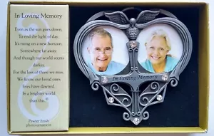 Foto ricordo finitura peltro ornamento doppio slot per foto "In Loving Memory" - Foto 1 di 9