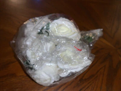 Mandy’s 1 Dozen White Roses Artificial Silk Wedding Flowers Bouquet/Centerpiece - Image 1 of 4