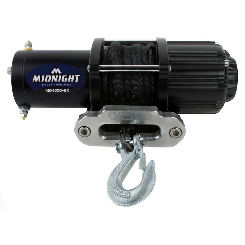 Viper Midnight 4500 LB ATV UTV Winch Kit With 50 Feet Black Synthetic Rope