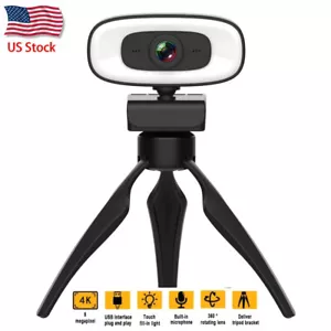 4K HD USB Webcam Fill Light Web Camera Built in Microphone for PC Latop Computer - Picture 1 of 15