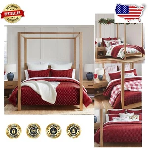 Luxurious Cross Stitch Velvet Red King Quilt Set - Includes 2 Shams, Reversible - Picture 1 of 8