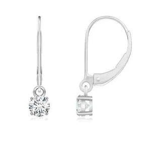 ANGARA 0.5 Ct Lab Grown Round Diamond Leverback Earrings in 14K Solid Gold - Picture 1 of 19