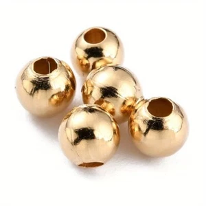 200pcs Brass Spacer Beads Long-Lasting Plated Round Real 24K golden Plated - Picture 1 of 3