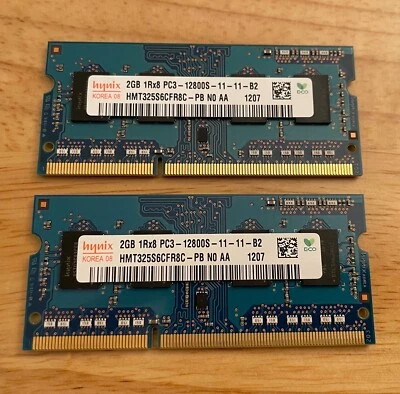 Hynix PC3-12800S-11-11-B2 Memory RAM 2GB x 2 - Image 1 of 4