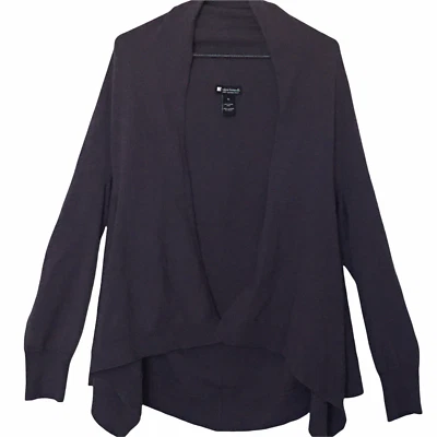 VALERIE BERTINELLI Cardigan Merino Wool Medium Open Sweater Charcoal Gray  - Image 1 of 4