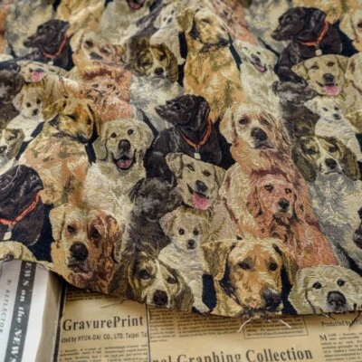 Dog Pet French Jacquard Tapestry Upholstery Decorative Art Fabric by the yard - Image 1 of 4