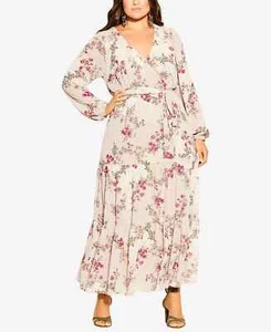 City Chic Women's Plus Size XL 22W Flower Child V Faux Wrap Maxi Dress NwT - Picture 1 of 2