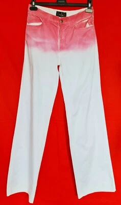 PANTALONES VAQUEROS AUTÉNTICOS FENDY LOGO OMBRE ROSA BLANCO ALGODÓN MUJER TALLA: US35/EU 35 Foto 1 de 4