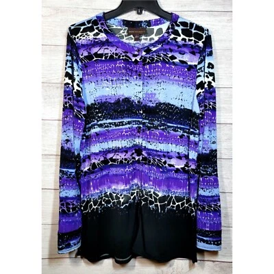 Blusa Dana Buchman Mujer Talla L Estampado Abstracto Patrón Multicolor Artística Informal Foto 1 de 4