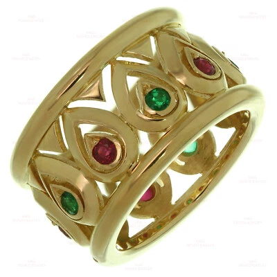 卡地亚红宝石翡翠黄金宽带戒指 52 — 第 1/4 张图片