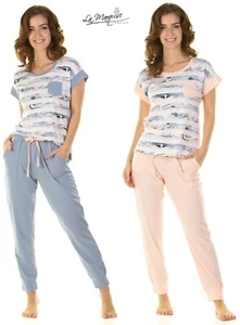 NEW Ladies Cotton Rich Mineral Stripe Short Sleeved Pyjamas By La Marquise - Picture 1 of 1