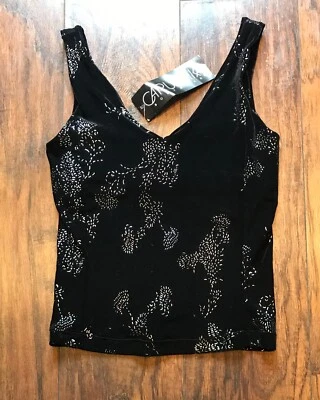 Carushka Bodywear Sophia Black Hollyday Velvet Spark V-Neck Top Size Medium NWT - Image 1 of 3