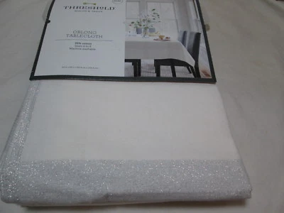 Threshold Quality & Design Tablecloth 60"x84" ~ Off-White and Shimmer Silver  - Image 1 of 4