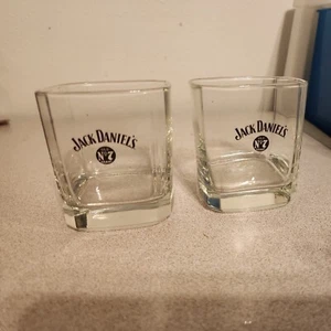 Lot of 2 Jack Daniels Whiskey Old No. 7 Square Low Ball Tumblers *Nice* - Picture 1 of 6