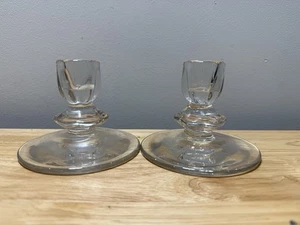 Set Of 2 Vintage Glass Candlestick Holders - Picture 1 of 3