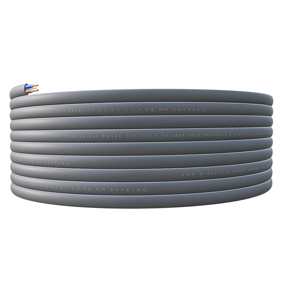 SHPELEC SHP Electrical® Twin and Earth 6242Y PVC Mains Grey Cable - All Sizes + lengths