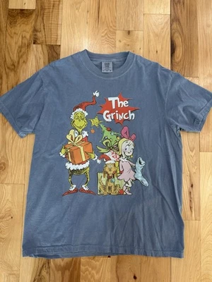 Comfort Color Dr Seuss The Grinch Christmas Large Blue Tee - Image 1 of 4